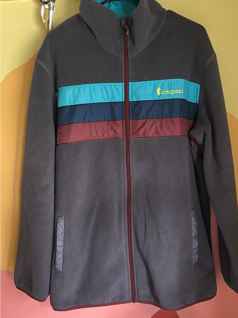 Cotopaxi Teal, Navy & Burgundy Colorblock Fleece Jacket